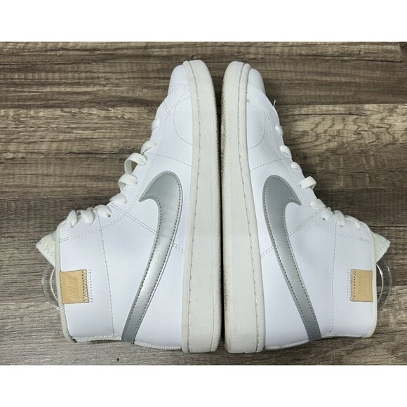 Nike Court Royale 2 Womens 8.5 White Silver Mid Top Sneakers Athletic CT1725-103